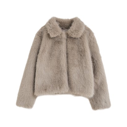 [OUTER COLLECTION][新色追加]フェイクファーステンカラーコート （グレージュ）｜詳細画像