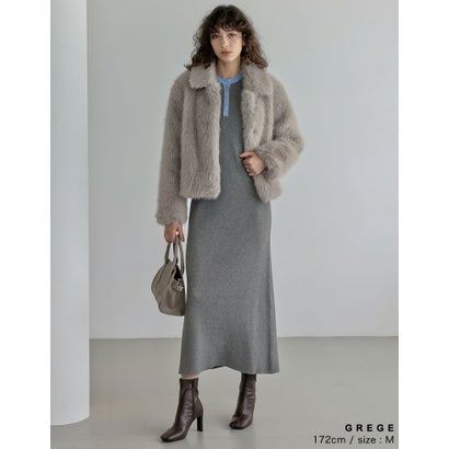 [OUTER COLLECTION][新色追加]フェイクファーステンカラーコート （グレージュ）｜詳細画像