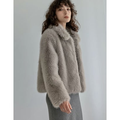 [OUTER COLLECTION][新色追加]フェイクファーステンカラーコート （グレージュ）｜詳細画像