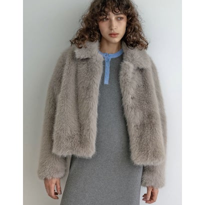 [OUTER COLLECTION][新色追加]フェイクファーステンカラーコート （グレージュ）｜詳細画像