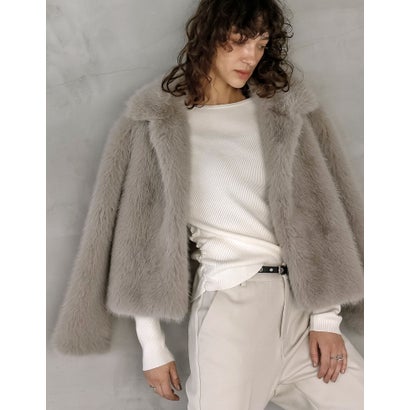 [OUTER COLLECTION][新色追加]フェイクファーステンカラーコート （グレージュ）｜詳細画像