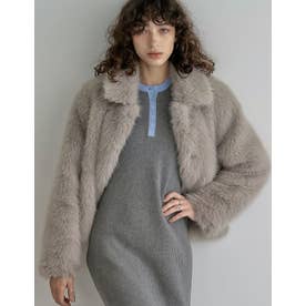 [OUTER COLLECTION][新色追加]フェイクファーステンカラーコート （グレージュ）