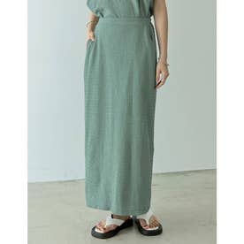 [2022S/S PRE ORDER][低身長サイズ有]カットジャガードバックスリットスカート （グリーン）
