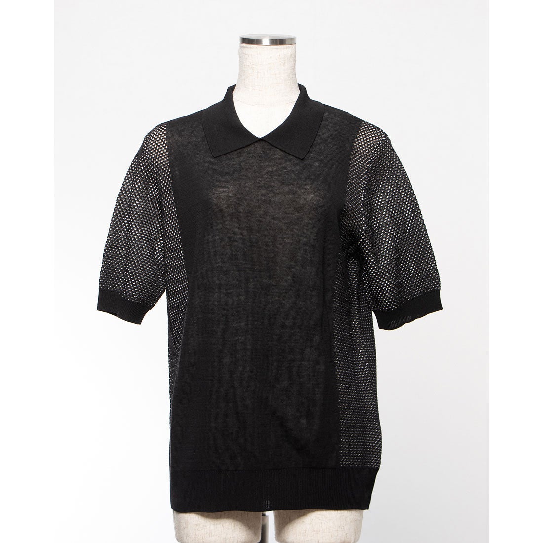 新着セール リネーム Rename 品質は非常に良い 透かし編みデザインポロシャツ ブラック
