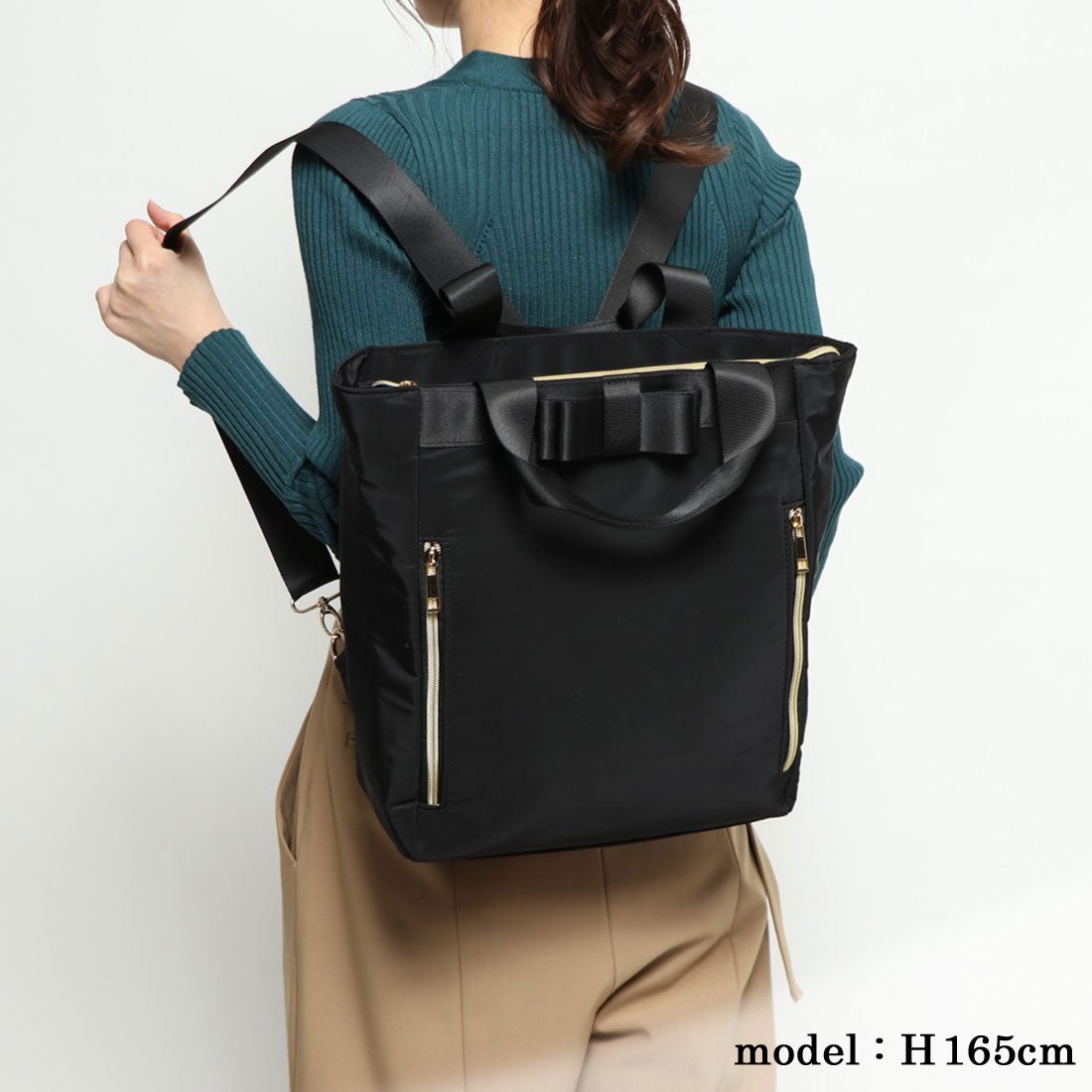 ジーラ GeeRA リボンデザイン2WAYリュック （黒） -靴＆ファッション 