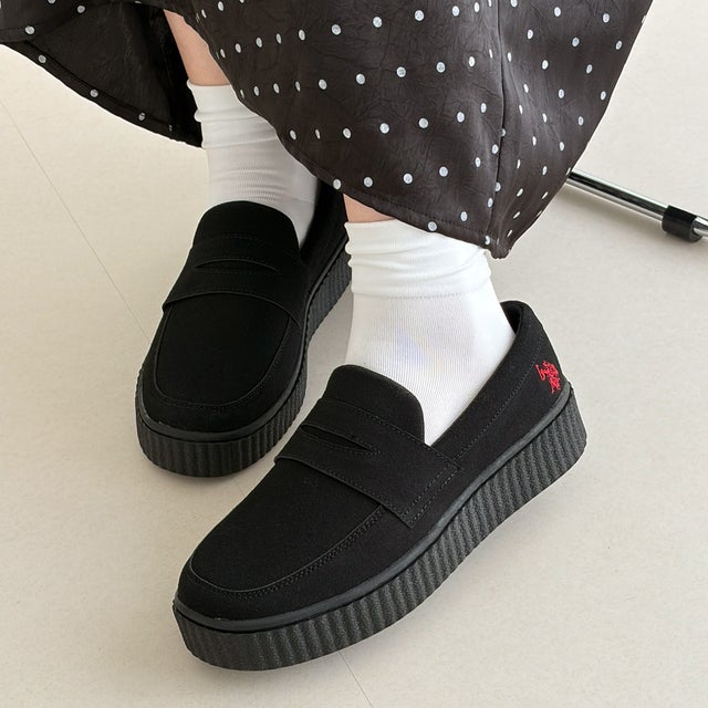 【U.S. POLO ASSN.】厚底ローファー （ブラック）