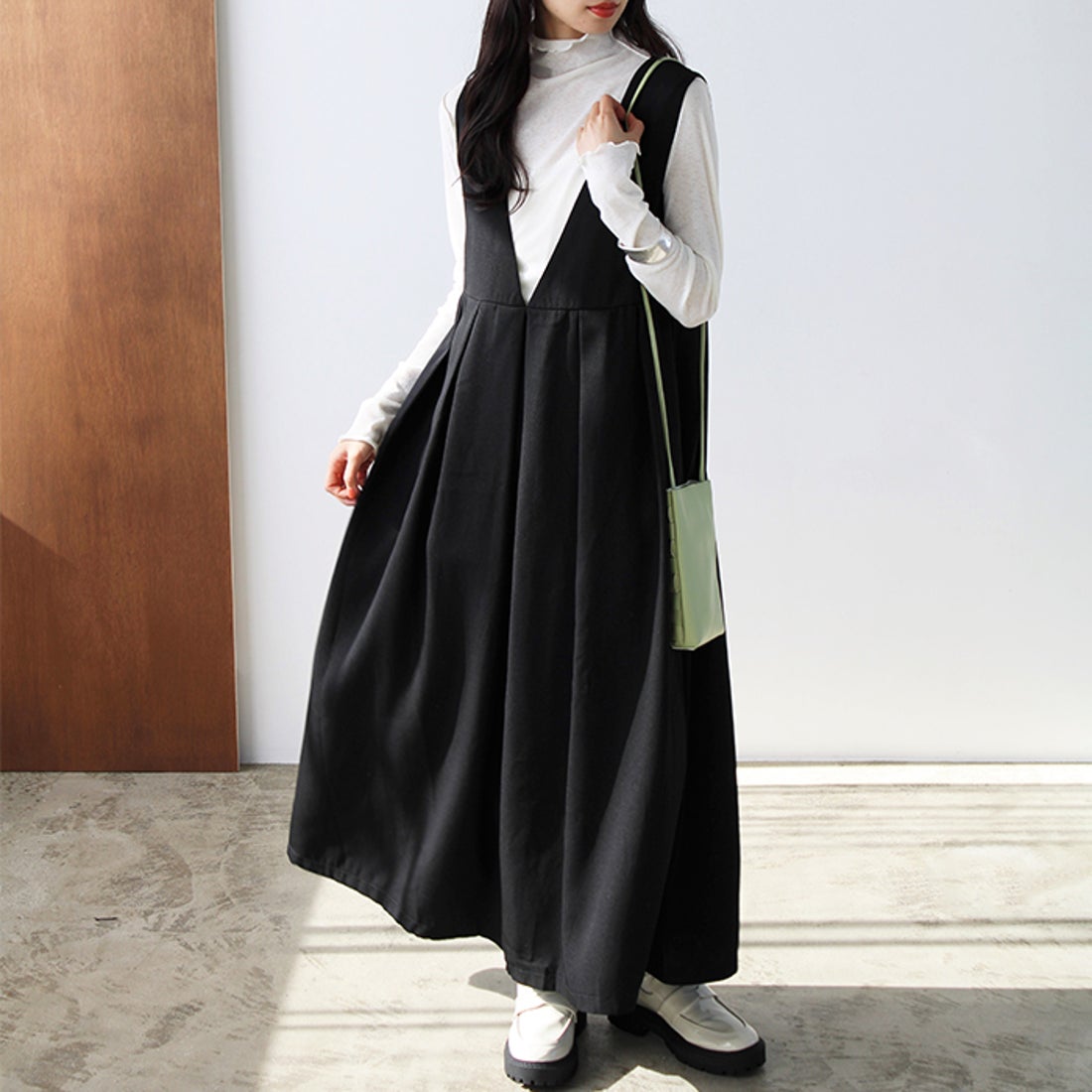 ジーラ GeeRA 2WAYロングジャンパースカート （モカ） -ファッション