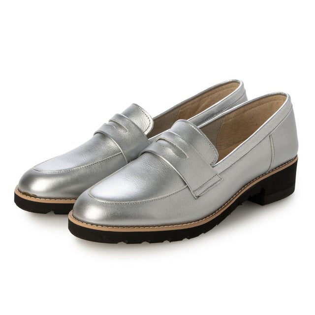 【国産】【本革】ボリュームソールローファー （シルバー）