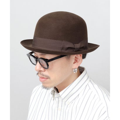 レックハッター Req Hatter ボーラーハット ウール100％ ドームクラウン 上向きブリム グログランリボン サイズ調節可能 （ベージュ）｜詳細画像
