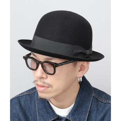 レックハッター Req Hatter ボーラーハット ウール100％ ドームクラウン 上向きブリム グログランリボン サイズ調節可能 （ブラック）｜詳細画像