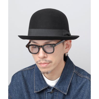レックハッター Req Hatter ボーラーハット ウール100％ ドームクラウン 上向きブリム グログランリボン サイズ調節可能 （ブラック）｜詳細画像
