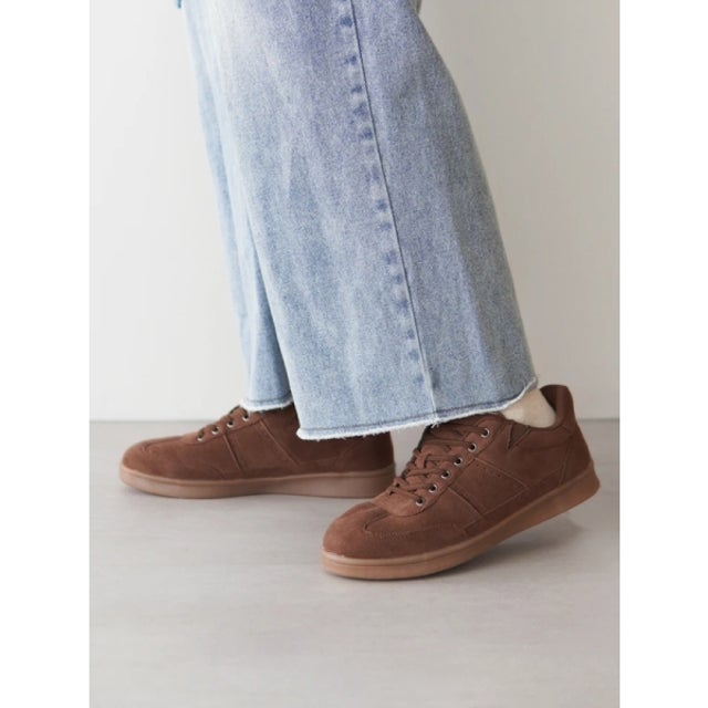 【la farfa SHOES/ラ・ファーファシューズ】スエードハンズフリースニーカー （茶）