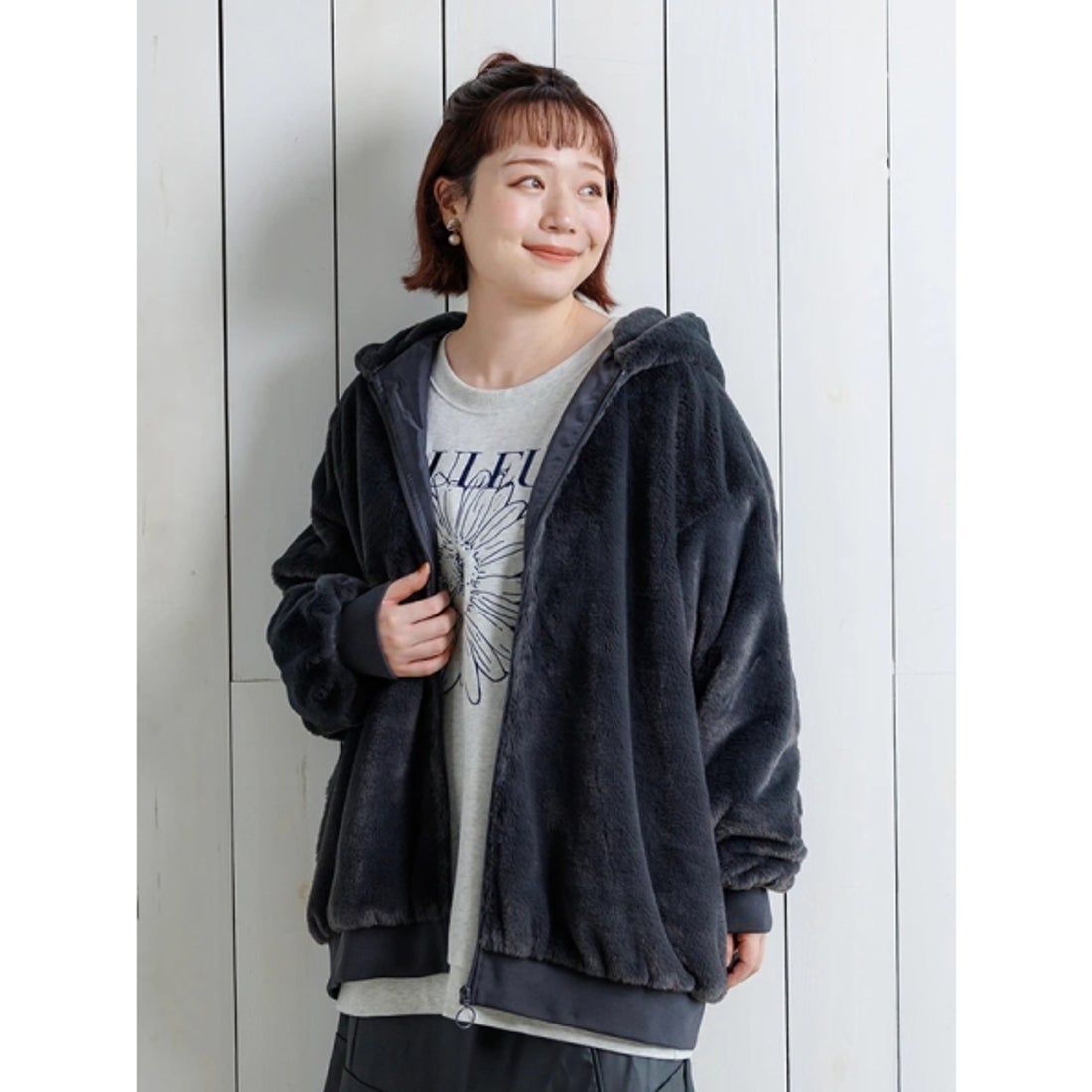 リジェイ＆スプル Re-J&SUPURE バックロゴファーパーカーブルゾン （濃