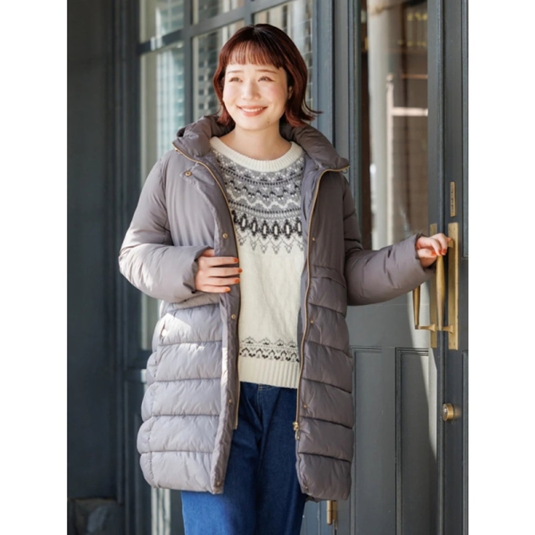 リジェイ＆スプル Re-J&SUPURE 異素材切り替え中綿ロングコート （濃 