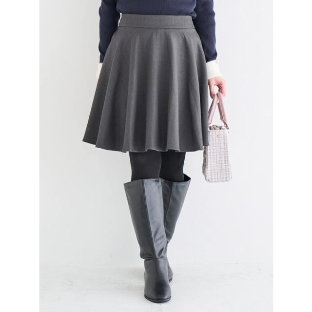 【WEB限定】バックリボンフレアスカート （濃グレー）