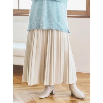 スエードポンチプリーツスカート （濃グレー）｜詳細画像