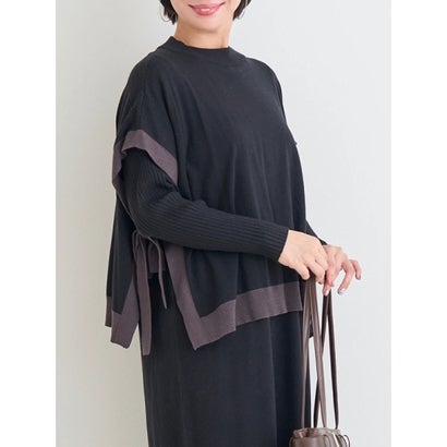 [SET]配色ニットベスト×ワンピース （ベージュ）｜詳細画像