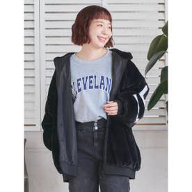 バックロゴフェイクファーパーカーブルゾン （黒）