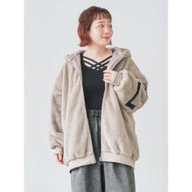 バックロゴフェイクファーパーカーブルゾン （ベージュ）