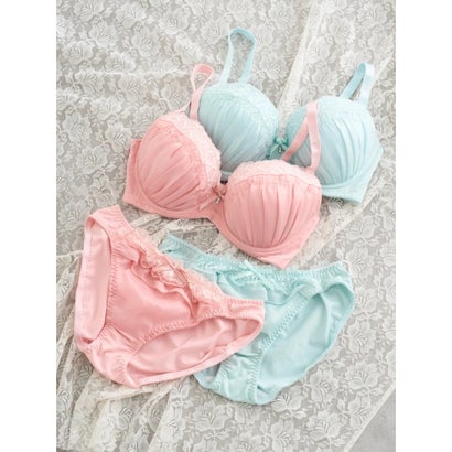 [D85-I95］レース×シフォンブラ＆ショーツ(モールドカップ) （黄緑）｜詳細画像