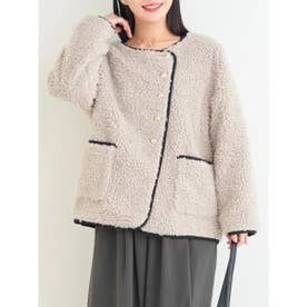 アシメボタンボアジャケット （-）