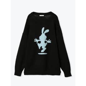ウサギジャガードニットプルオーバー （黒）