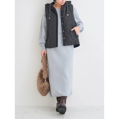[2WAY]パーカーダウンベスト （淡グレー）｜詳細画像