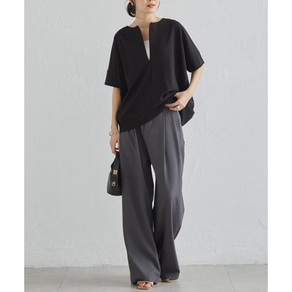 ハーフジップコクーンチュニック （ブラック）｜詳細画像