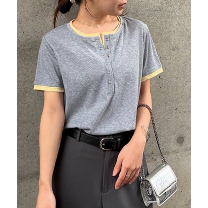 ラナン RANAN レイヤード風ヘンリーネックTシャツ （グレーケイ）｜詳細画像