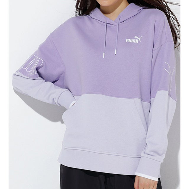 ＜PUMA＞ ブロックフーディスウェット （バイオレット）
