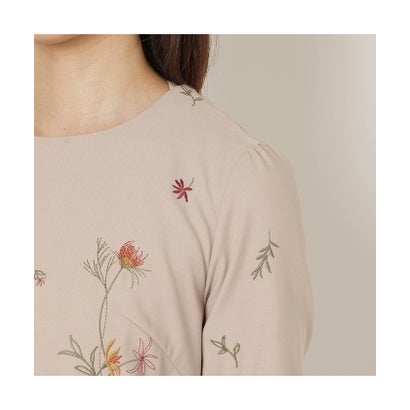 吹上刺繍Aラインワンピース （グレー）｜詳細画像