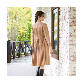【保温性】バックプリーツワンピース （ベージュ）
