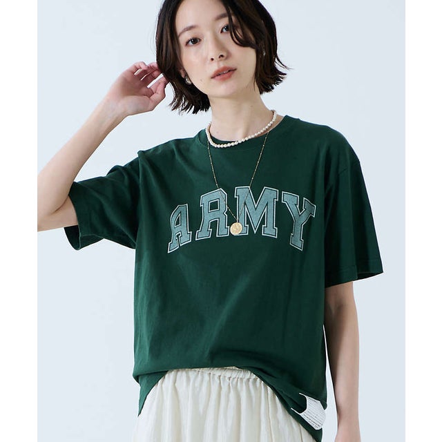 【JOHNBULL/ジョンブル】ARMY プリント S/S Tシャツ / 半袖T （グリーン）