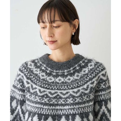 【WEB限定】ジャガードノルディック柄ニット （チャコールグレー）｜詳細画像