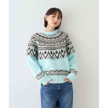 【WEB限定】ジャガードノルディック柄ニット （サックスブルー）｜詳細画像