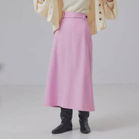 【XSサイズ展開】 デザインベルトトラペーズスカート （ピンク）