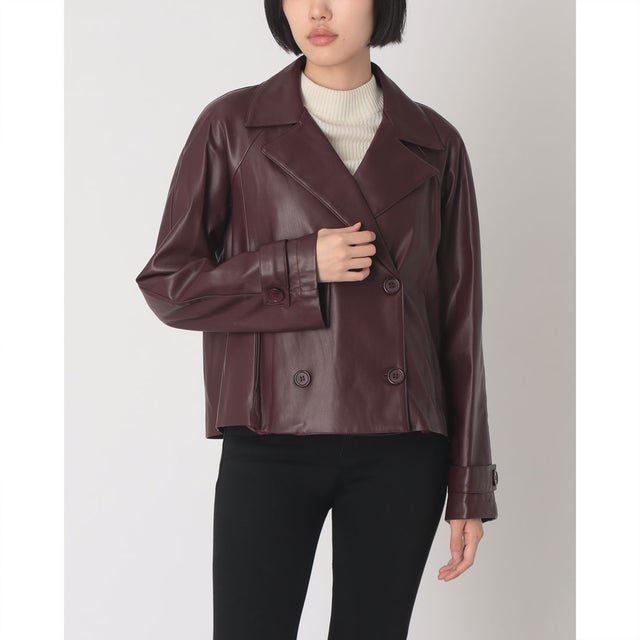 フェイクレザーダブルハーフコート （Bordeaux Rosso）