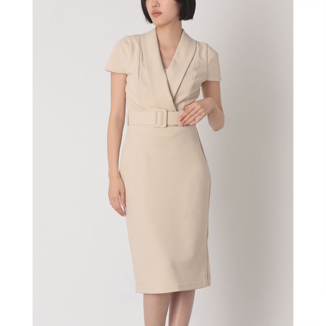 ショールカラーカシュクールワンピース （Beige Chiaro）