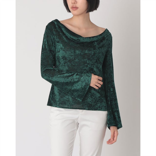 ベロアスタッズオフショルトップス （Verde）