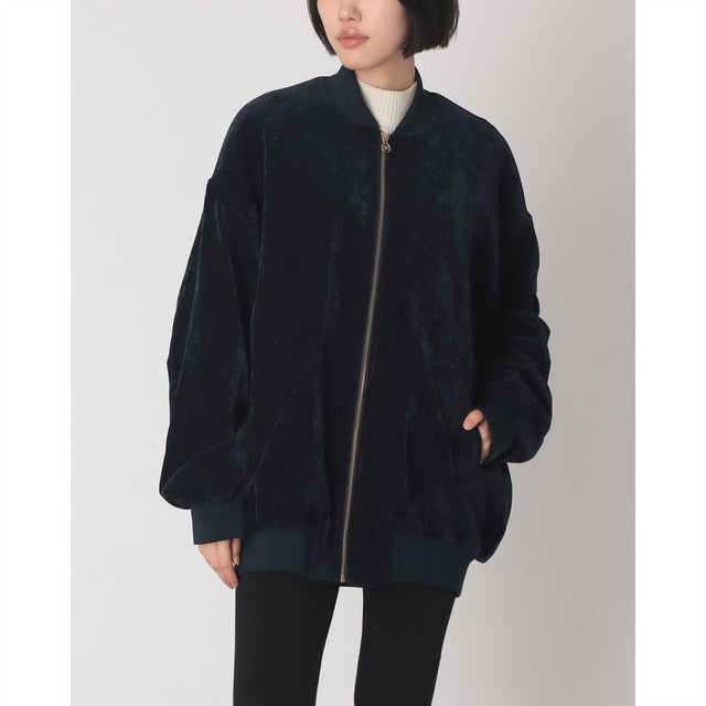 ベロアロングブルゾン （Blu Navy）