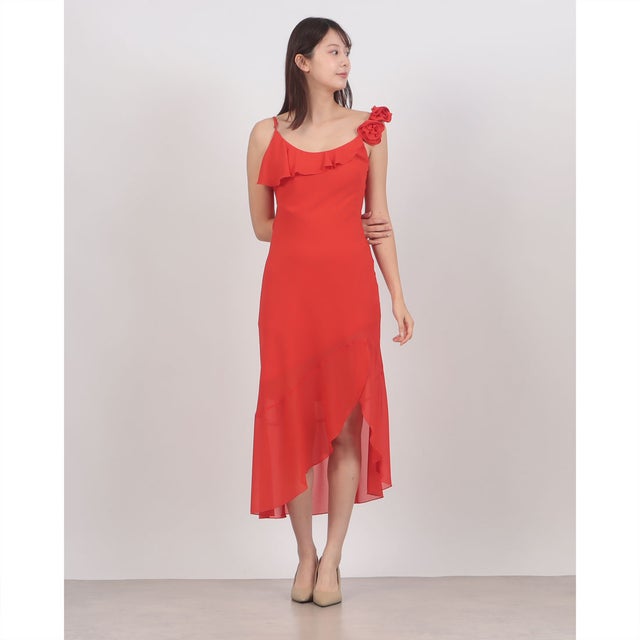 3Dフラワーストラップフリルワンピース （Arancio）