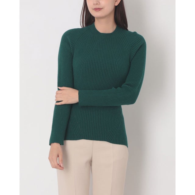 リブ切替ニット （Verde Petrolio）