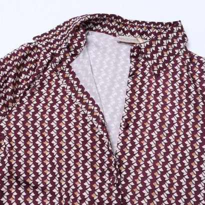 Belt紐付レトロ柄シャツワンピース （var.Rosso Bordeaux）｜詳細画像