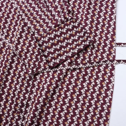 Belt紐付レトロ柄シャツワンピース （var.Rosso Bordeaux）｜詳細画像