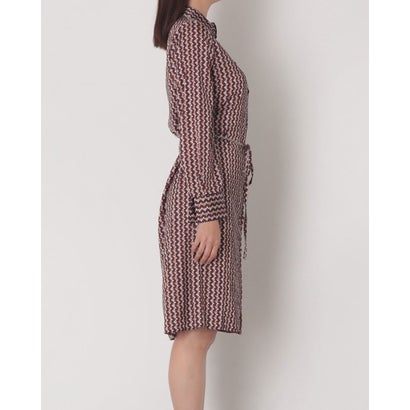 Belt紐付レトロ柄シャツワンピース （var.Rosso Bordeaux）｜詳細画像