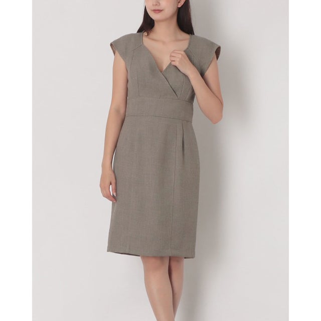カシュクールデザインフレンチスリーブワンピース （Tortora Beige）