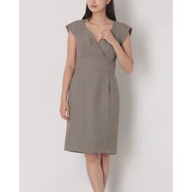 カシュクールデザインフレンチスリーブワンピース （Tortora Beige）