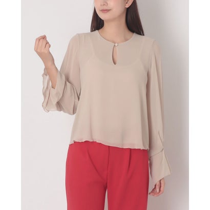 ロングスリーブシフォンブラウス （Tortora Beige）｜詳細画像
