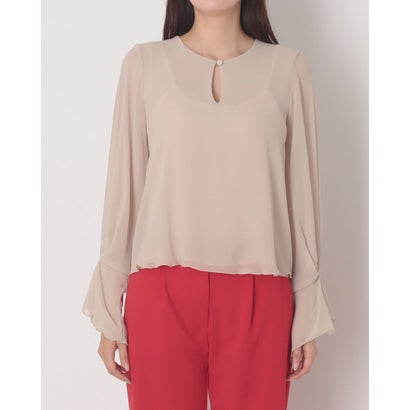 ロングスリーブシフォンブラウス （Tortora Beige）｜詳細画像