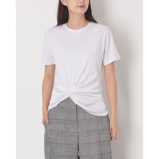 裾絞り素材切替 Tシャツ （Bianco）